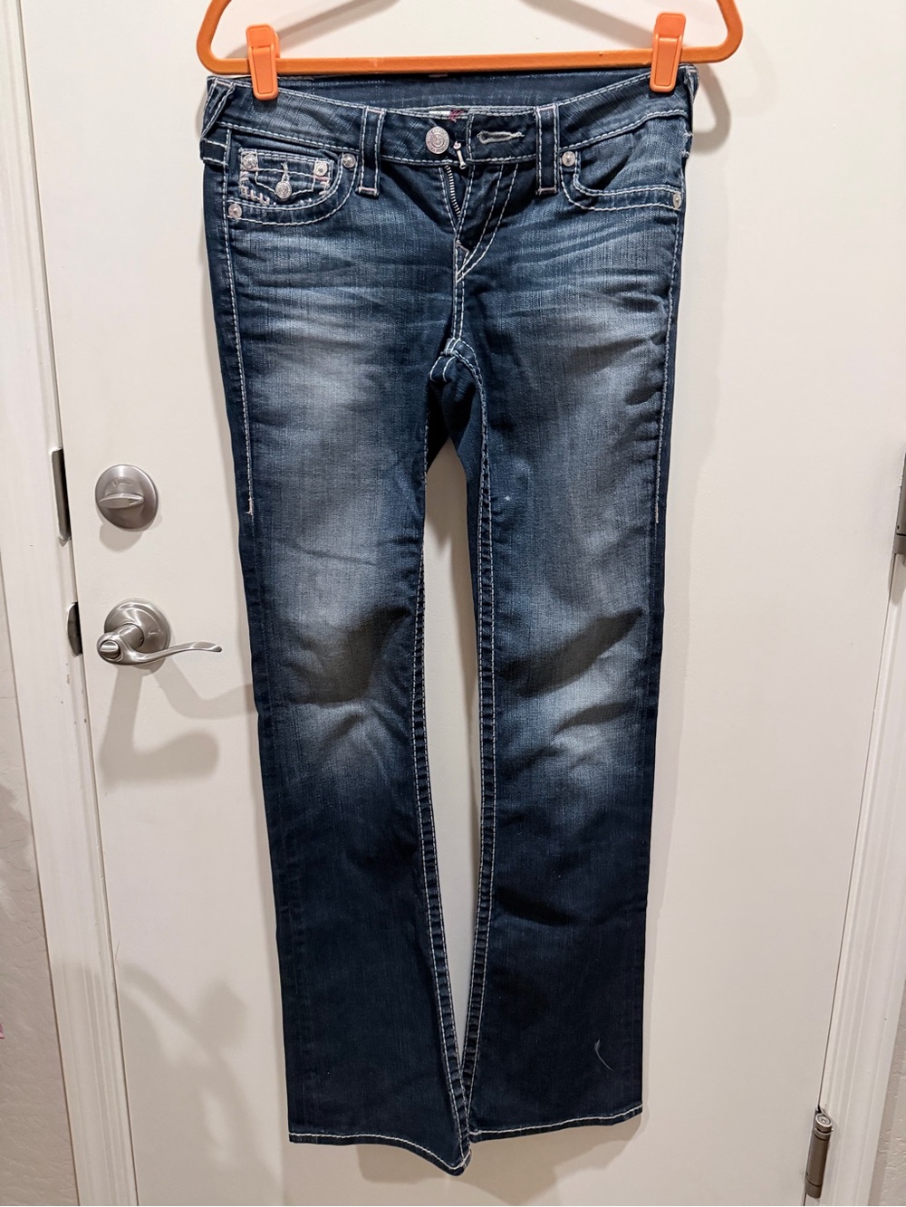 True Religion Women's Boot Cut Jeans in Dark Blue Wash